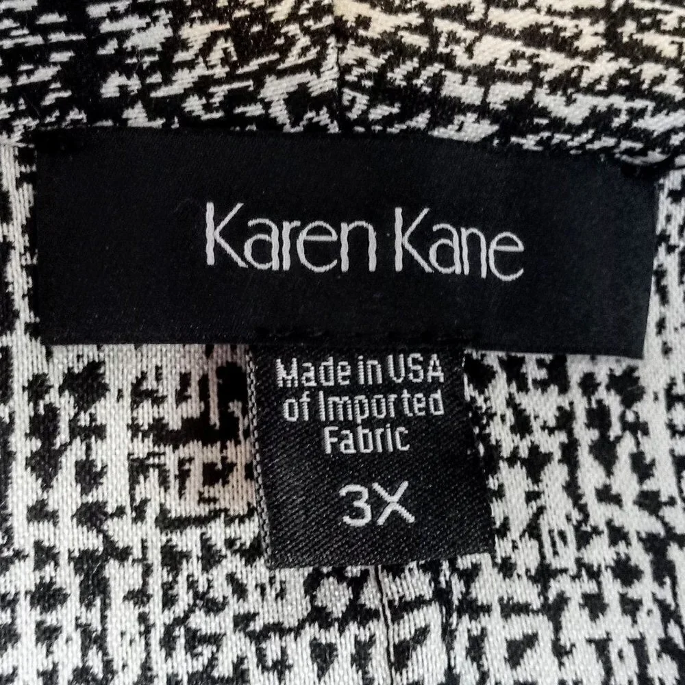 Karen Kane B&W Shawl Collar Crepe Knit Open Jacket